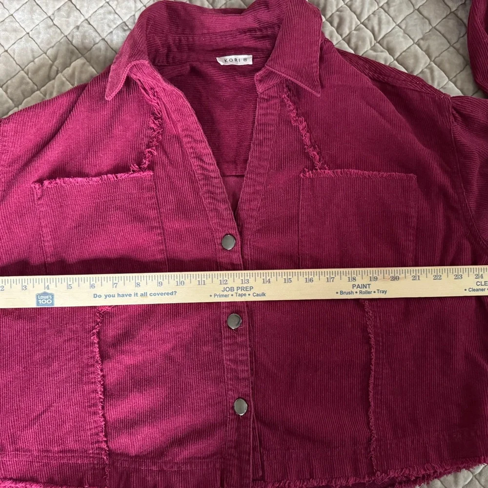 Kori Corduroy Jacket‎ Medium Boho Western Cropped Frayed Hem
